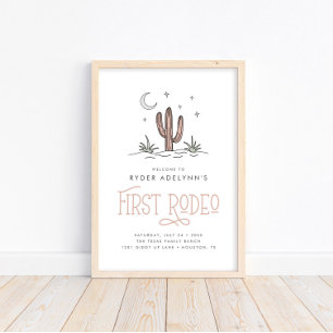 Poster Boho rose moderne filles premier rodéo 1er anniver