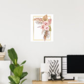 Poster Boho Rose Pampas Grass Sec Palm (Bureau à domicile)
