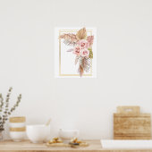 Poster Boho Rose Pampas Grass Sec Palm (Cuisine)