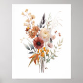 Poster Boho Rose Peach Jaune Bleu Beige Floral Botanique (Devant)