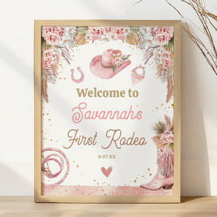 Poster Boho rose Premier Rodéo 1er Anniversaire 16x20 Bie