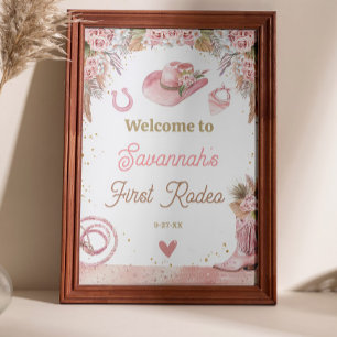 Poster Boho rose premier rodéo 1er anniversaire 24x36 Bie