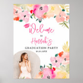 Poster Boho rose printemps jardin fleuri bienvenue (Devant)