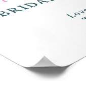 Poster Boho rose vif douche nuptiale fleurie bienvenue (Coin)