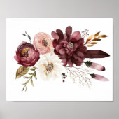 Poster Boho rose violet blanc floral (Devant)