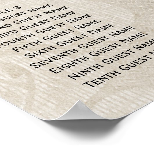 Poster Boho Roses Cream Damask Rustic Mariage Siège (Coin)