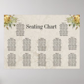 Poster Boho Roses Cream Damask Rustic Mariage Siège (Devant)