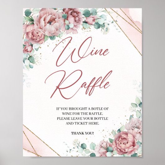 Poster Boho rouge floral eucalyptus Jeu de tirage au sort (Devant)