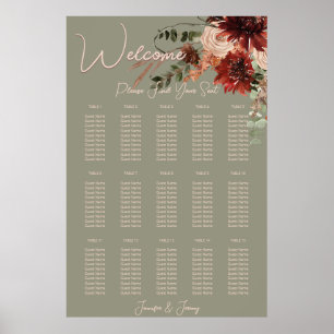 Poster Boho Rust & Chute Neutre Floral Sage Mariage vert