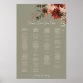 Poster Boho Rust Neutre Automne Floral Vert Mariage Siège (Devant)