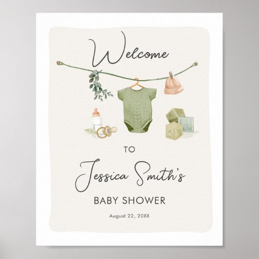 Poster Boho Rustic Baby shower Garçon Neutre Bienvenue (Devant)