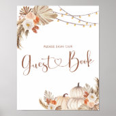 Poster Boho Rustic Citrouille Fall in Love Guest Book (Devant)