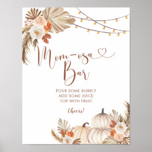 Poster Boho Rustic Citrouille Fall in Love Mom-osa Bar