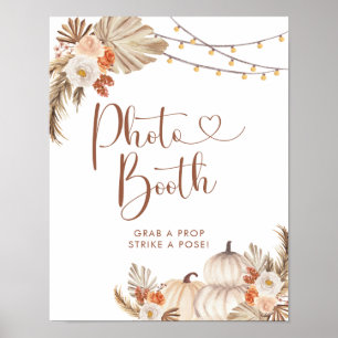 Poster Boho Rustic Citrouille Fall in Love Photo Booth Si