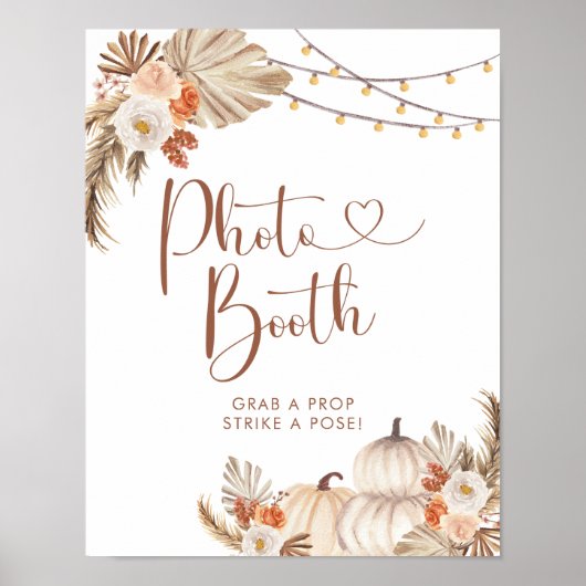 Poster Boho Rustic Citrouille Fall in Love Photo Booth Si (Devant)