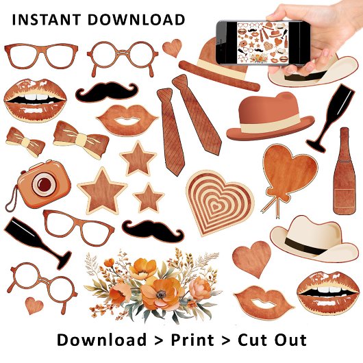 Poster Boho Rustic Fun Photo Booth Mariage Props