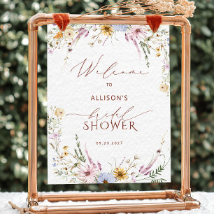 Poster Boho Rustic Garden Flowers Fête des mariées Bienve
