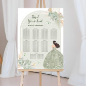 Poster Boho Sage Green Floral 15 Años Seating Chart