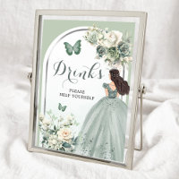 Boho Sage Green Floral Princess Quinceañera Boisso