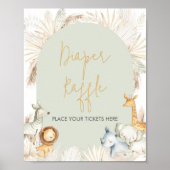 Poster Boho Sage Green Safari Baby shower Déchets Raffle (Devant)