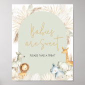 Poster Boho Sage Green Safari Les bébés sont doux (Devant)