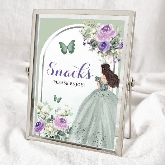 Poster Boho Sage Vert pourpre Rose fille 15 Años Snacks