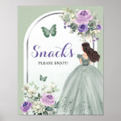 Poster Boho Sage Vert pourpre Rose fille 15 Años Snacks (Devant)