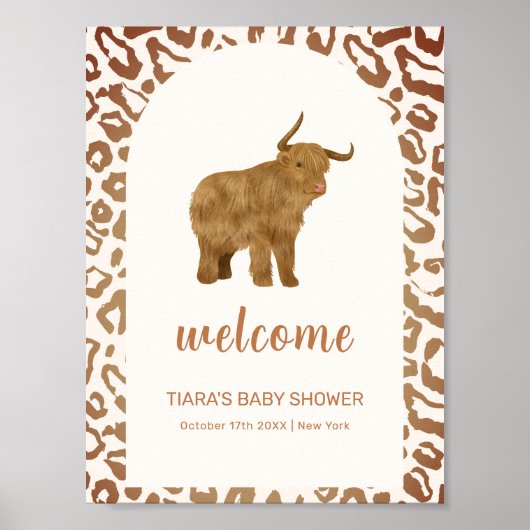 Poster Boho Saint-Vache Baby shower de l'Ouest Bienvenue (Devant)