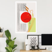 Poster Boho scandinave du milieu du siècle Simple Red Sun (Bureau à domicile)