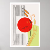 Poster Boho scandinave du milieu du siècle Simple Red Sun (Devant)