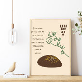 Poster Boho Shapes Simple Green Flower Quote