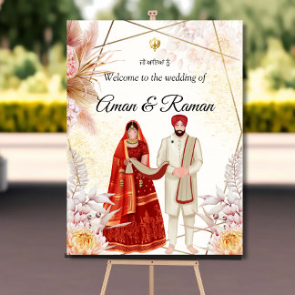 Poster Boho Sikh signe mariage Sikh couple signe de bienv