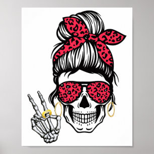 Poster Boho Skeleton signe de paix Messy Bun Ndana Hallow