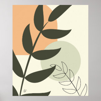 Poster Boho Style Leaf Abstract