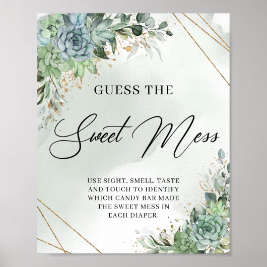 Poster Boho succulent eucalyptus Guess The Sweet Mess (Devant)