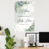 Poster Boho succulent eucalyptus or baby shower Bienvenue (Bureau à domicile)