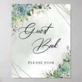 Poster Boho succulent eucalyptus or Guest Book Signal (Devant)