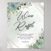 Poster Boho succulent eucalyptus or Vin Raffle jeu (Devant)