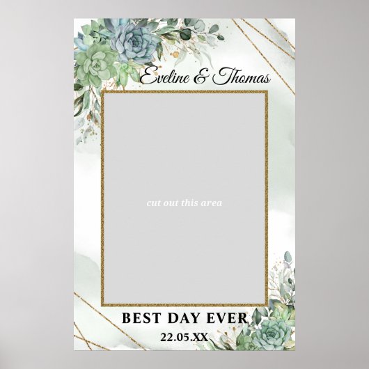 Poster Boho Succulents eucalyptus or doré accessoire de p (Devant)