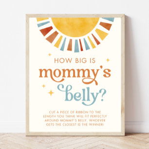 Poster Boho Sun How Big is Mommy's Belly Jeu Sign
