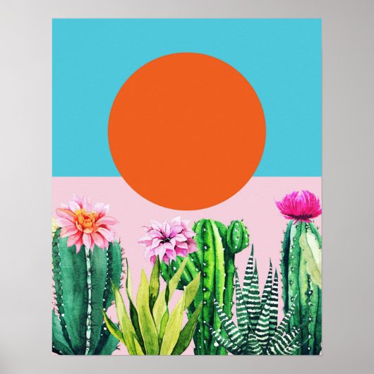 Poster Boho Sunset Retro Floral Abstract Collage (Devant)