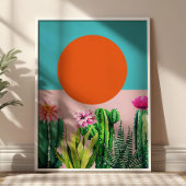 Poster Boho Sunset Retro Floral Abstract Collage