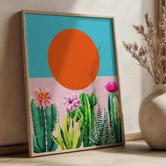 Poster Boho Sunset Retro Floral Abstract Collage
