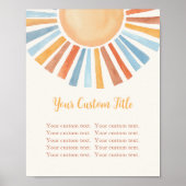 Poster Boho sunshine custom sign sun yellow blue (Devant)