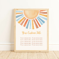 Boho sunshine custom sign sun yellow blue