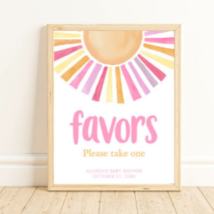 Poster Boho sunshine girl baby shower faveurs signe