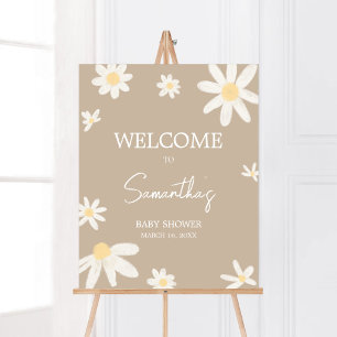 Poster Boho Super Daisy Baby shower Bienvenue