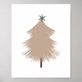 Poster Boho Tan moderne et arbre de Noël vert Imprimer (Devant)