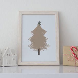 Poster Boho Tan moderne et arbre de Noël vert Imprimer
