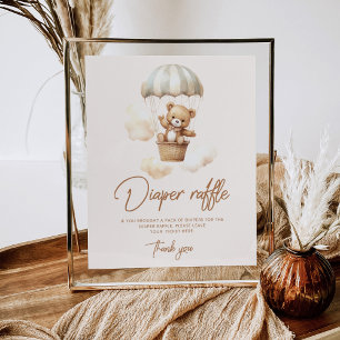 Poster Boho Teddy ours diaper tombole